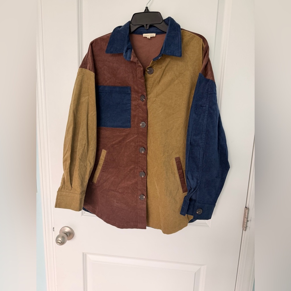 Main Strip Colorblock Patchwork Jacket Small Shac… - image 4